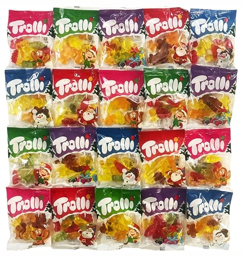 Trolli Weihnachten Süßigkeiten, Sparpack mit 20 Mini Beutelchen einzeln verpackt, 400g Trolli Nikolaus Süßigkeiten Box von CAPTAIN PLAY