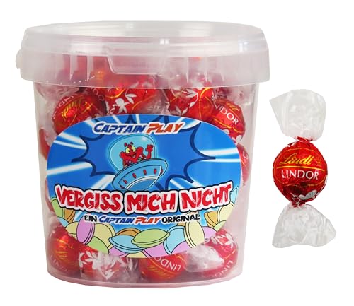 Vergiss mich nicht Pralinen Geschenk, liebevolles CAPTAIN PLAY Schokolade Geschenk mit 500g LINDOR Pralinen Lindt, zarte Geschenkidee für jeden Anlass von CAPTAIN PLAY