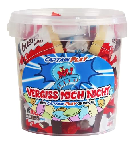 Vergiss mich nicht Süßigkeiten Mix, liebevolles CAPTAIN PLAY Schokolade Geschenk mit 315g Ferrero Kinder Spezialitäten, zarte Geschenkidee für jeden Anlass von CAPTAIN PLAY