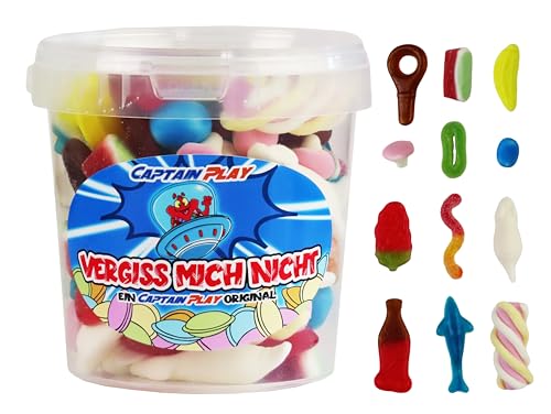 Vergiss mich nicht Süßigkeiten-Mix, liebevolles CAPTAIN PLAY Süßigkeiten Geschenk mit 500g Fruchtgummi und Kaubonbons, zarte Geschenkidee für jeden Anlass von CAPTAIN PLAY