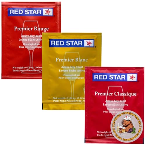 Red Star Best Sellers Weinhefe (3er Pack) - Ideal für die Herstellung von Wein, Cider, Met, Kombucha zu Hause - 5 g Sachets - Saccharomyces cerevisiae - Verkauft von CAPYBARA Distributors Inc. von CAPYBARA Distributors Inc.