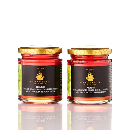 Caravella Fine Food - Tasting set/Geschenkset x2er-Pack - Akazienhonig mit scharfe Chilischoten 250 g – Caravella Gourmet-Kollektion – 100% italienisch – aromatisierter Honig von CARAVELLA FINE FOOD