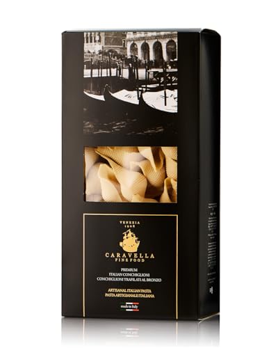 Caravella Fine Food 2x Premium Conchiglioni Shell Pasta 500 g – Venice Collection –Große Größe Bronzegezogen Raue Textur Perfekte Soßenaufnahme Vielseitig–italienisches Handwerk Elegantes Geschenk von CARAVELLA FINE FOOD