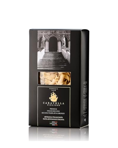 Caravella Fine Food 3x Premium Riccioli Pasta 500 g – Venice Collection – Bronzegezogen Raue Textur Perfekte Soßenaufnahme Vielseitig – italienisches Handwerk Elegantes Geschenk für jeden Anlass von CARAVELLA FINE FOOD