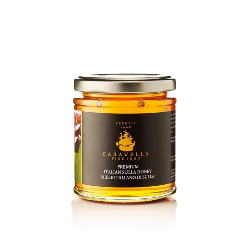 Caravella Fine Food - Italienischer Sulla Blütenhonig 250g - Mediterraner Klee, energiesteigernder pflanzlicher Honig für sportlicher, vielseitiger Zutat zum Kochen und Süßen - reiner, roher Honig von CARAVELLA FINE FOOD