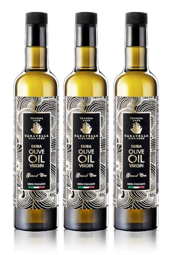 Caravella Grand Cru natives Olivenöl, extra natives Olivenöl, 500 ml, 100 % italienisch, exklusive Gourmet-Kollektion, kalte Extraktion, reich an Polyphenolen und Antioxidantien, frische Ernte, 3 von CARAVELLA FINE FOOD