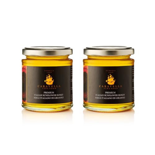 Caravella Fine Food - Premium Sonnenblumenhonig, 250 g, reiner, roher, nicht pasteurisierter 100% italienischer Honig, 2 Stück von CARAVELLA FINE FOOD