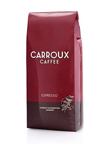 CARROUX Kaffeebohnen Espresso 1kg Pack - Feinster Premium Kaffee - Für Kaffeevollautomat u. Siebträgermaschine - Ganze Bohnen frisch geröstet von CARROUX