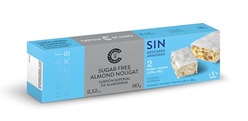 Castillo de Jijona Imperial Nougron Snack ohne Zucker, 60 g, Snacks de Nougat, ausgewählte Mandel, glutenfrei, hochwertige Qualität, handwerkliches Rezept, Spanien (Jijona) von CASTILLO DE JIJONA