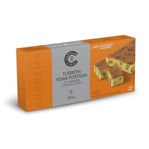 Castillo de Jijona - Karamellisierter Nougat mit geröstetem Eigelb und karamellisierten Walnüssen, 200 g - Weich und cremig - Glutenfrei - Höchste Qualität - Traditionelles Rezept - Spanien von CASTILLO DE JIJONA