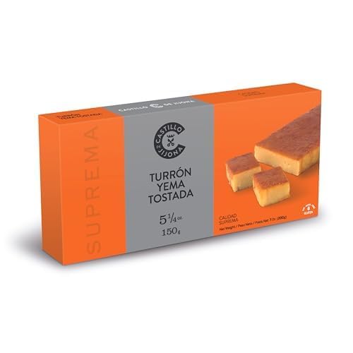 Castillo de Jijona Nougat aus geröstetem Eigelb, 200 g, traditionell, weich und cremig, glutenfrei, hohe Qualität, 18 Monate Lebensdauer, Handgemachtes Rezept - Spanien (Jijona) von CASTILLO DE JIJONA