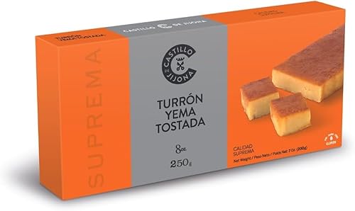 Castillo de Jijona Nougat aus geröstetem Eigelb, 250 g, traditioneller Nougat, weich und cremig, glutenfrei, hohe Qualität, 18 Monate Lebensdauer, hergestellt in Spanien (Jijona) von CASTILLO DE JIJONA