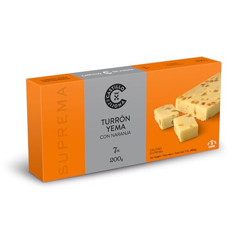 Castillo de Jijona Nougat aus geröstetem Eigelb mit Orange, 200 g, Original Nougat, Tradition und Kreativität, glutenfrei, hochwertige Qualität, handwerkliches Rezept, hergestellt in Spanien (Jijona) von CASTILLO DE JIJONA