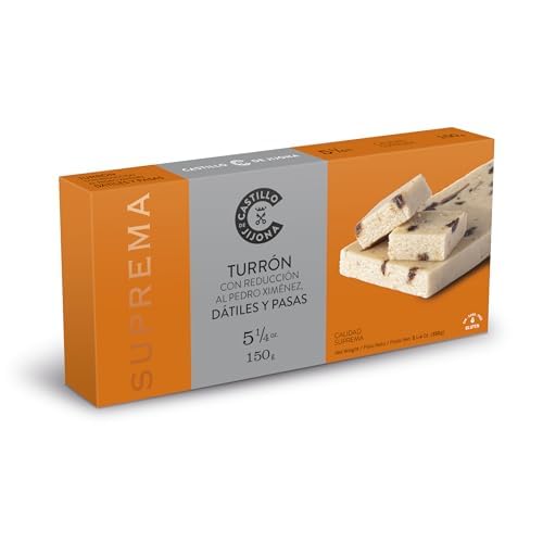 Castillo de Jijona Nougat mit Reduktion von Pedro Ximénez, Datteln 150 g - Original Nougat - Geschmackskombination - Glutenfrei - Höchste Qualität - handwerkliches Rezept - Hergestellt in Spanien von CASTILLO DE JIJONA