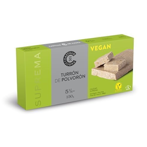 Castillo de Jijona - Veganer Polvorón-Nougat 150g - Veganer spanischer Nougat - Sanft und cremig - V-Label-Zertifikat - Glutenfrei - Höchste Qualität - Traditionelles Rezept - Spanien (Jijona) von CASTILLO DE JIJONA