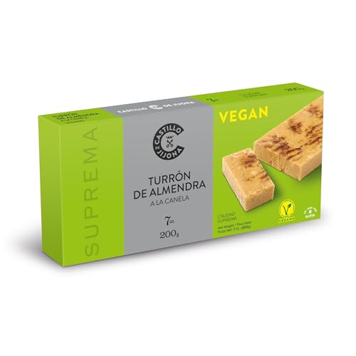 Castillo de Jijona - Veganer Zimt-Mandel-Nougat 200g - Veganer Nougat - Ausgewählte Mandeln - V-Label - Glutenfrei - Höchste Qualität - Handgemachtes Rezept - Spanien (Jijona) von CASTILLO DE JIJONA