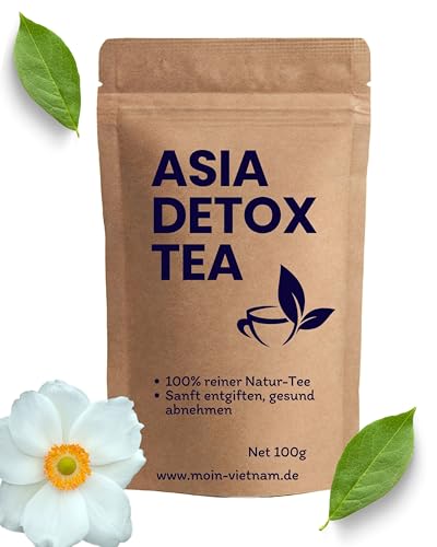 DETOX TEE zum ABNEHMEN | 33 Teebeutel auf Basis von grünem Tee und Kräutern aus traditionellem Anbau in Vietnam | Heiß- und Eistee | 100% Natur | Entgiftungskur für 30 Tage (Asia DETOX Kräutertee) von CAVUMI