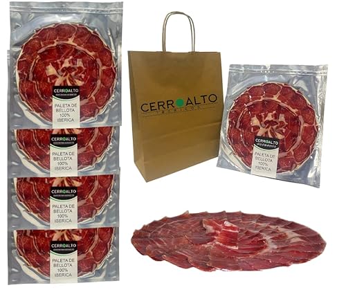 CERROALTO | Schulterplatte aus Eichelmast 100% iberische Rasse PATA NEGRA (Hand Plated) 100 gr (10 Umschläge) von CERROALTO