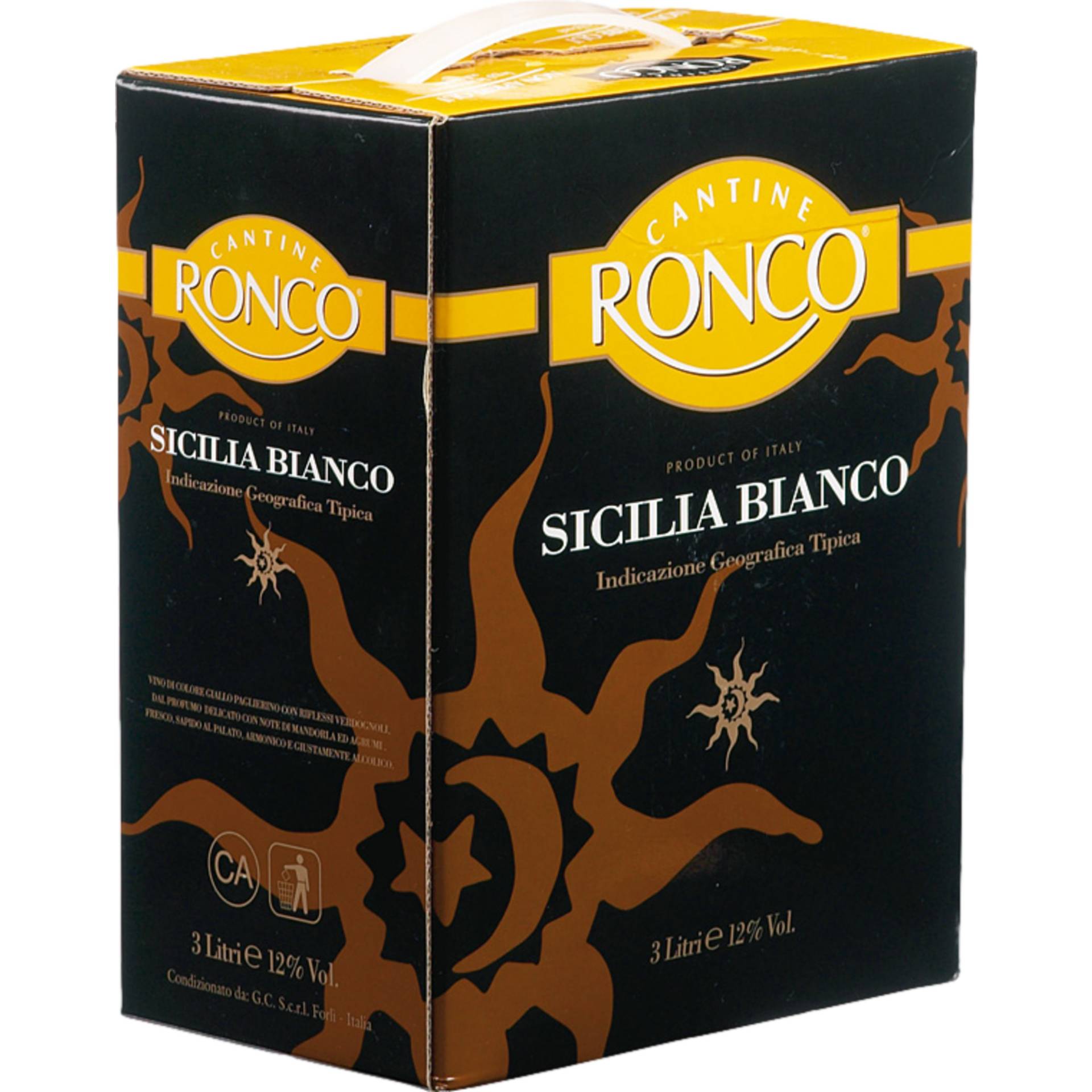 Cantine Ronco, Terre Siciliane IGT, 3,0 L, Bag in Box, Sizilien, Weißwein von CEVICO Centro Vinicolo Cooperativo Romagnolo,   IT 48022 Lugo (Ra)