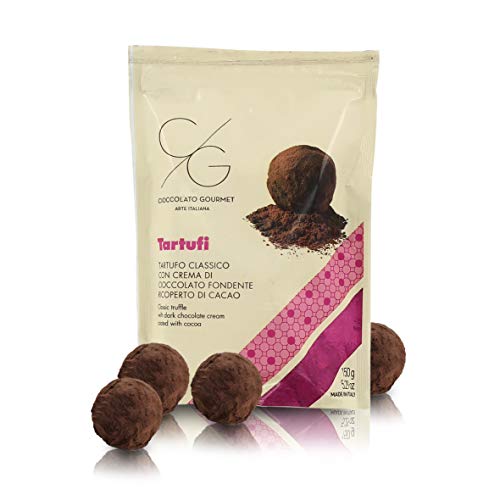 Gourmet-Schokoladentrüffel, Klassische Schokotrüffel mit cremiger Haselnuss u. dunklem Schokoladenherz 55%, 150 Gramm von CG CIOCCOLATO GOURMET ARTE ITALIANA