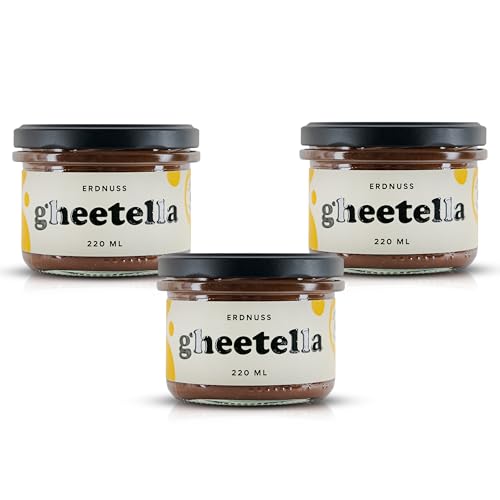 CG 3 x Gheetella Erdnüssen | Erdnussbutter | Ausgezeichnet mit dem Great Taste Zertifikat | Feine Nüsse & bestes Ghee in einem unwiderstehlichen Nussaufstrich Ohne Zucker | Ohne Palmöl von CG