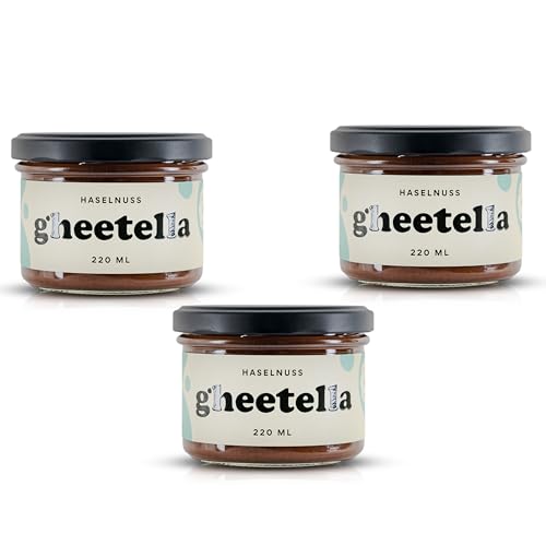 CG 3 x Gheetella Haselnuss | Haselnussmus | Ausgezeichnet mit dem Great Taste Zertifikat | Feine Nüsse & bestes Ghee in einem unwiderstehlichen Nussaufstrich Ohne Zucker | Ohne Palmöl von CG