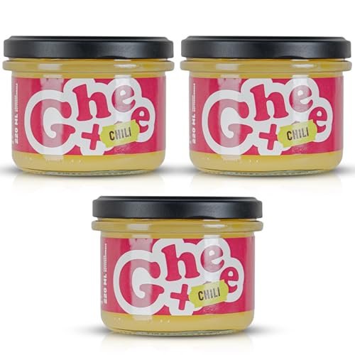 CG Ghee+ Chili | 3 x 220ml | Ausgezeichnet mit dem Great Taste Zertifikat | Reines Butterfett mit würzigem Chili für eine pikante Note | Ideal zum Kochen, Braten, Backen und Grillen |24 Monate haltbar von CG