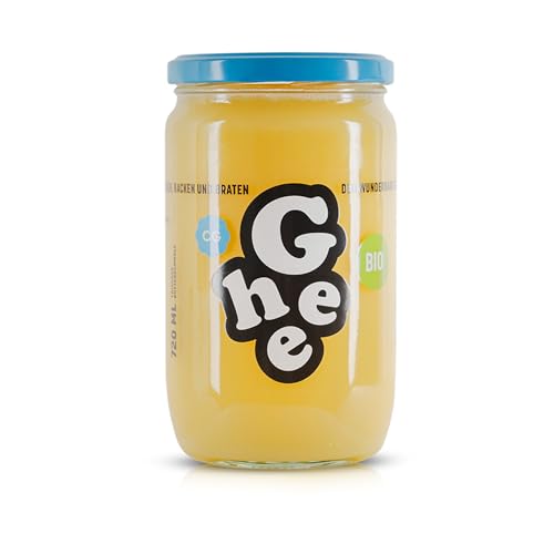 CG Ghee ORGANIC 720ml | Ausgezeichnet mit dem Great Taste Zertifikat | Laktosefrei | Reich an Vitaminen und Omega-Fettsäuren | Ideal zum Braten, Backen & als Brotaufstrich | Ayurveda | Ghee Butter von CG