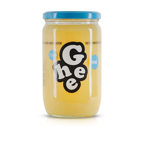 CG Ghee Pure | 720ml | Ausgezeichnet mit dem Great Taste Zertifikat | Laktosefrei | Reich an Vitaminen und Omega-Fettsäuren | Ideal zum Braten, Backen & als Brotaufstrich | Ayurveda | Ghee Butter von CG