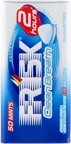 Frisk – Pfefferminz-Tabletten Clean Breath – Mini Maxi Bonbons erfrischend – 2 Stunden frischen Atem – ohne Zucker – 12 Stück aus Metall mit 50 Konfekten 9140700 von CG94