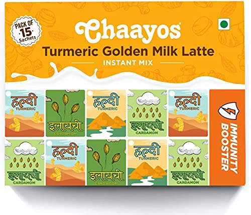 Chaayos Turmeric Latte | Turmeric Golden Milk Latte | Instant Haldi Doodh Premix (15 Sachets) von CHA