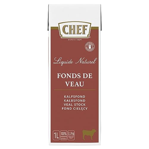 CHEF Signatur Fond Kalb, Flüssig, 100% Natürliche Zutaten, Servierfertig, 1er Pack (1 x 1L) von CHEF