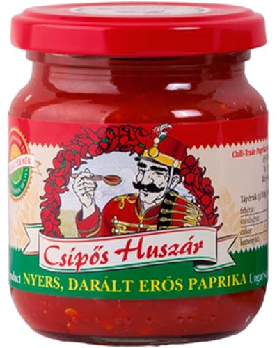 Ungarische Paprikapaste, Scharf (210g) Csípős Huszár, Ähnlich wie Eros Pista, Importiert aus Kalocsa, Ungarn, Glutenfrei von CHILI-TRADE Kft.