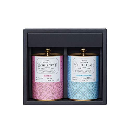 Aromatisierter Tee Geschenkset von CHILL TEA Tokyo – 100% Japanischer Loseblatt-Grüntee – SAKURA Japanische Kirschblüte Grüntee, Grüntee mit Frucht & Blumigem (100g Teeblätter×2) von CHILL TEA Tokyo