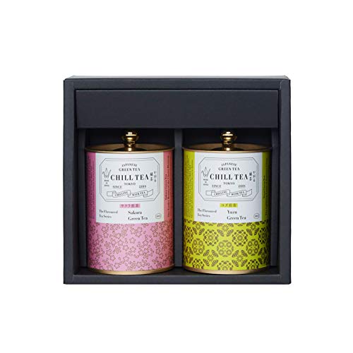 Aromatisierter Tee Geschenkset von CHILL TEA Tokyo – 100% Japanischer Loseblatt-Grüntee – SAKURA Japanische Kirschblüte Grüntee, Yuzu Grüntee (100g Teeblätter ×2) von CHILL TEA Tokyo