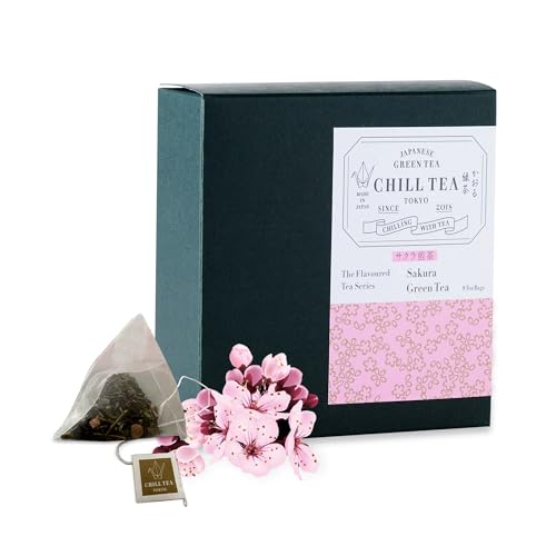 Sakurablütentee von CHILL TEA Tokio - 100% Japanischer Kirschblütentee - Plastikfrei Teebeutel - Vollmundiger, Fruchtiger, Blumiger Geschmack (8 Teebeutel) von CHILL TEA Tokyo