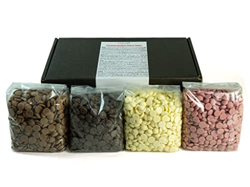 CHOCO SECRETS Quattro - Belgische Schokolade für Schokobrunnen - 4 x 600g, Vollmilch, Zartbitter, Weiß, Ruby - Schokofondue & Schokoladenbrunnen - Kuvertüre & Ganache - Choco Drops von CHOCO SECRETS