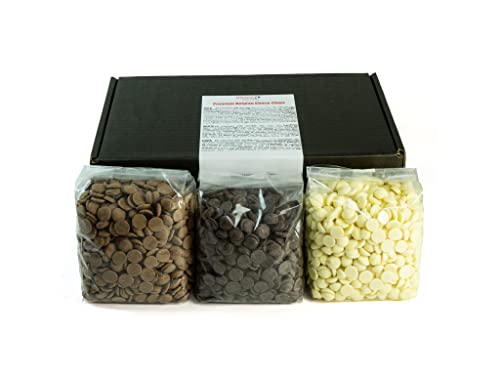 CHOCO SECRETS - Trio - 3 x 200g belgische Vollmilch, dunkle Zartbitter, Weiß, Schokolade für schokobrunnen - Schokofondue Schokolade - Kuvertüre für Schokoladenbrunnen - Ganache, Choco Drops von CHOCO SECRETS