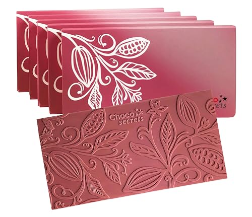 Choco Secrets - 5 x 100 g Ruby Schokoladen-Tafel - Rosa Schokolade zum Verschenken - Belgische Tafelschokolade mit Kakaopflanzenmotiv - Ruby-Schokolade für Geburtstag oder Weihnachten von CHOCO SECRETS