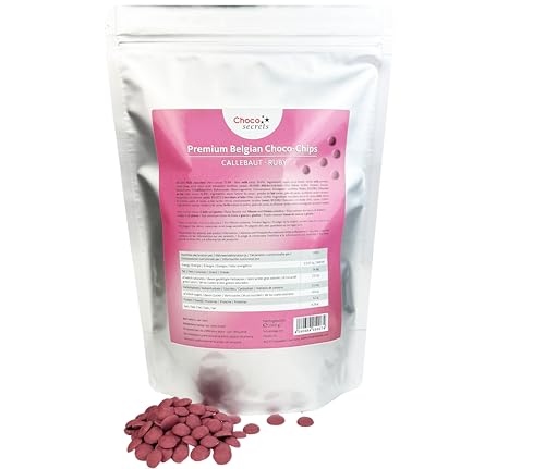 CHOCO SECRETS - 1 kg Ruby Schokolade Drops - Chocolate Chips zum Backen und für Desserts - Belgische Schokolade für Schokobrunnen – Premium Kuvertüre für Schokoladenbrunnen und Schokofondue von CHOCO SECRETS