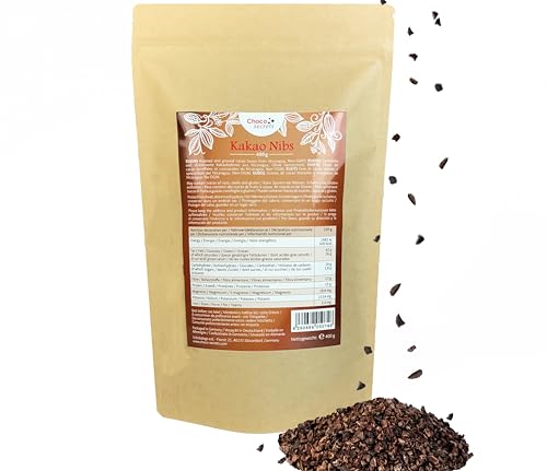 Choco Secrets Kakaonibs 400g - Geröstete Kakaobohnen in Stückchen - Cocoa Nibs Superfood zum Backen oder als Topping für Smoothie Bowl, Müsli und Porridge - Kakao Nibs Ohne Zucker-Zusatz von CHOCO SECRETS