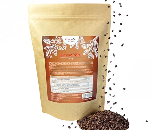 Choco Secrets Kakaonibs 900g - Geröstete Kakaobohnen in Stückchen - Cocoa Nibs Superfood zum Backen oder als Topping für Smoothie Bowl, Müsli und Porridge - Kakao Nibs Ohne Zucker-Zusatz von CHOCO SECRETS