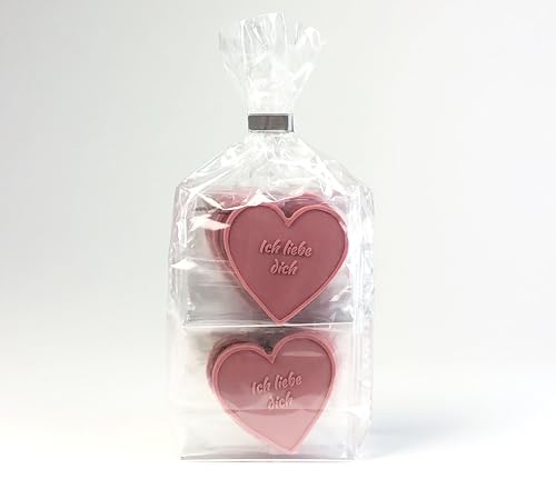 Choco Secrets - Schokoherzen Ich liebe dich - 12 Schokoladenherzen à 5 cm in Ruby Schokolade einzeln verpackt - Ich liebe dich Schokolade-Geschenk für Ihren Lieblingsmensch - Valentinstag Süßigkeiten von CHOCO SECRETS