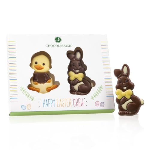 2 Easter Figures - Schokolade - Schokoladenfiguren - Ente und Hase | Ostergeschenk | Ostersüßigkeiten | Ostergeschenke für Kinder | Mitbringsel | Kind | Geschenkidee | Geschenke | Frauen | Männer von CHOCOLISSIMO