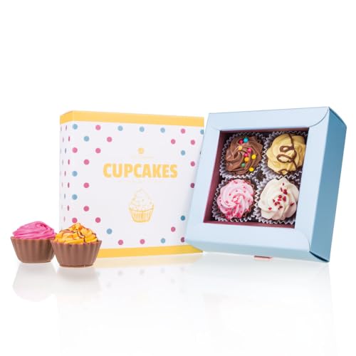 4 Cupcake-Pralinen - Bunt - vier handgemachte Cupcake-Pralinen | Geburtstag | Schokolade | Geschenk | Geburtstagsgeschenk | Frau | Mann | Pralinen | Schokoladenpralinen | Vater | Mutter | Oma | Opa von CHOCOLISSIMO