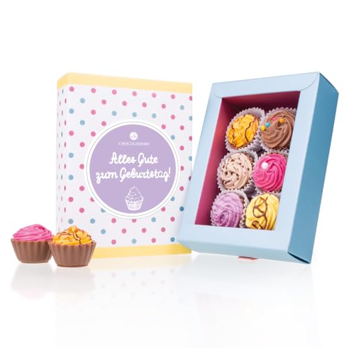 CHOCOLISSIMO - Schokolade Geschenk Geburtstag - Pralinen Geschenk - mit Alkohol - 6 handgemachte Cupcakes Pralinen - Kleines Geschenk für Frauen, Männer, Papa, Mama, Partner, beste Freundin von CHOCOLISSIMO