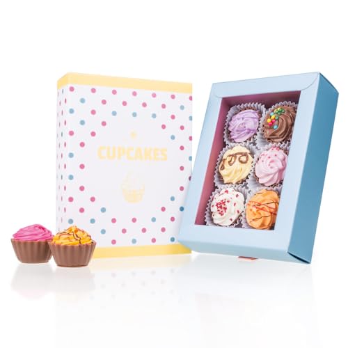 6 Cupcake-Pralinen - Bunt - Cupcake-Pralinen | Luxus Pralinen | besondere Schokolade | Mitbringsel | aus erlesenen Zutaten | Geschenkidee | Frau | Mann | Frauen | Männer von CHOCOLISSIMO