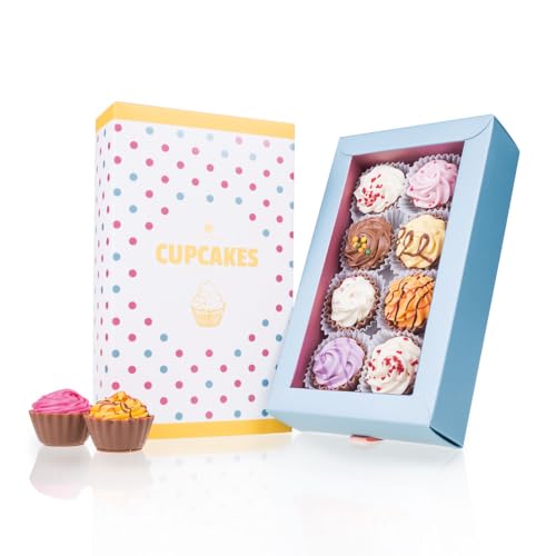 CHOCOLISSIMO - Schokolade Geschenk - Pralinen Geschenk - mit Alkohol - 8 handgemachte Cupcakes Pralinen - Kleines Geschenk zum Geburtstag, Jahrestag, Valentinstag für Frauen, Männer, Partner von CHOCOLISSIMO