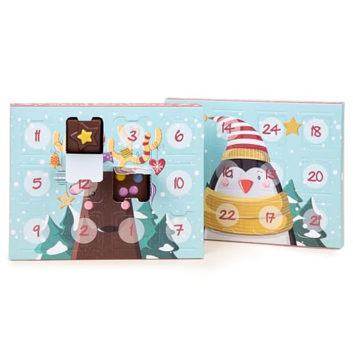 Adventskalender Schokolade - Weihnachtskalender Kinder - Tisch Adventskalender - Mit 24 weihnachtlichen Schokoladentäfelchen, alkoholfrei - Schokoladenadventskalender - Geschenk Kind, Mädchen, Junge von CHOCOLISSIMO