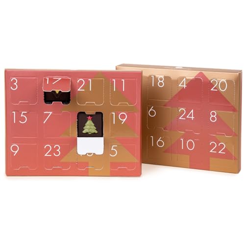 Adventskalender Schokolade - Weihnachtskalender - Tisch Adventskalender - Zartbitter- und Vollmilchschokolade - Schokoladen-Adventskalender für Kinder und Erwachsene - Alkoholfrei - Tricolor, 24 Stück von CHOCOLISSIMO